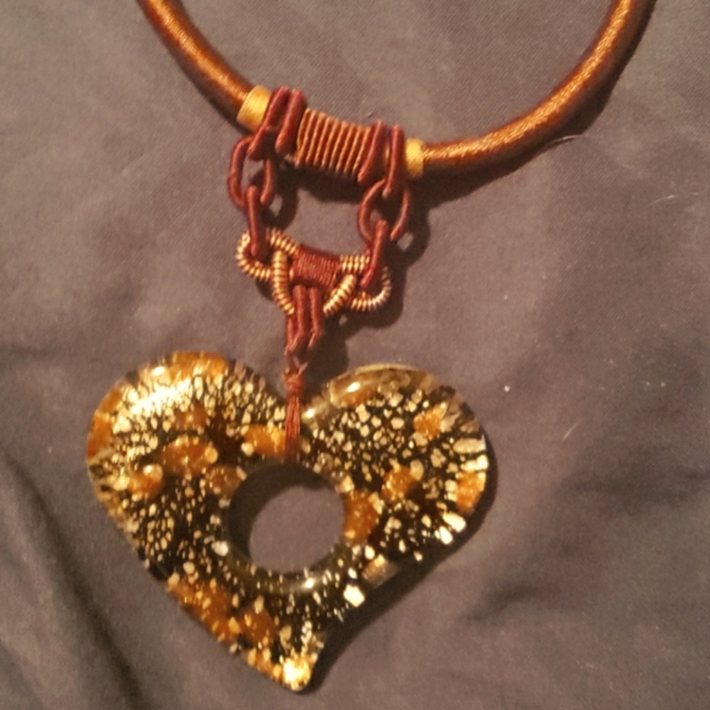Resin Heart Pendant Necklace